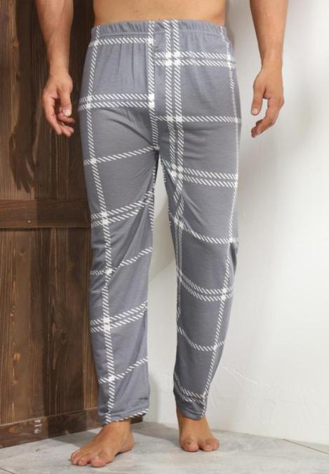 Pantaloni de Pijama Barbati Culoare Gri cu Alb,Engros,Engros